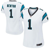 Cam Newton #1 Carolina Panthers Women's White Game Jersey