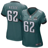 Jason Kelce #62 Philadelphia Eagles Women's Midnight Green Super Bowl LII Champions Patch Game Jersey