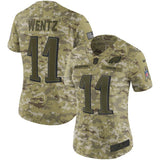 Carson Wentz #11 Philadelphia Eagles Women's Camo Salute to Service Limited Jersey