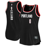 Damian Lillard #0 Portland Trail Blazers Women's Black Fast Break Tank - Icon Edition